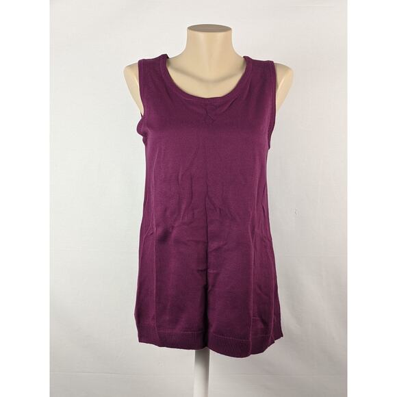 Susan Graver Small Purple Sweater Vest Crew Neck Sleeveless Knit Career Workwear - Picture 1 of 6